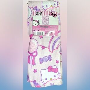 Hello Kitty Silk Touch Throw PINK BALLOONS Rainbows Bows Valentines 40x50 NWT